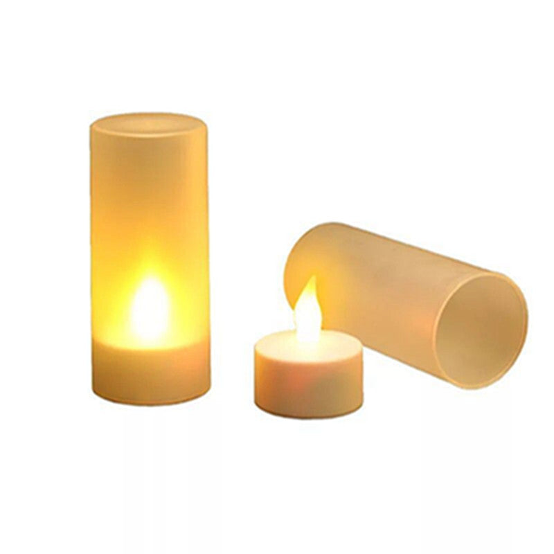 LED Glow Rechargeable Yellow Flashing Candle Lamp