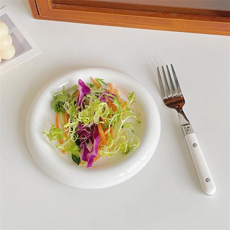 Ins Style Chubby Doodle Round Plate Cutlery