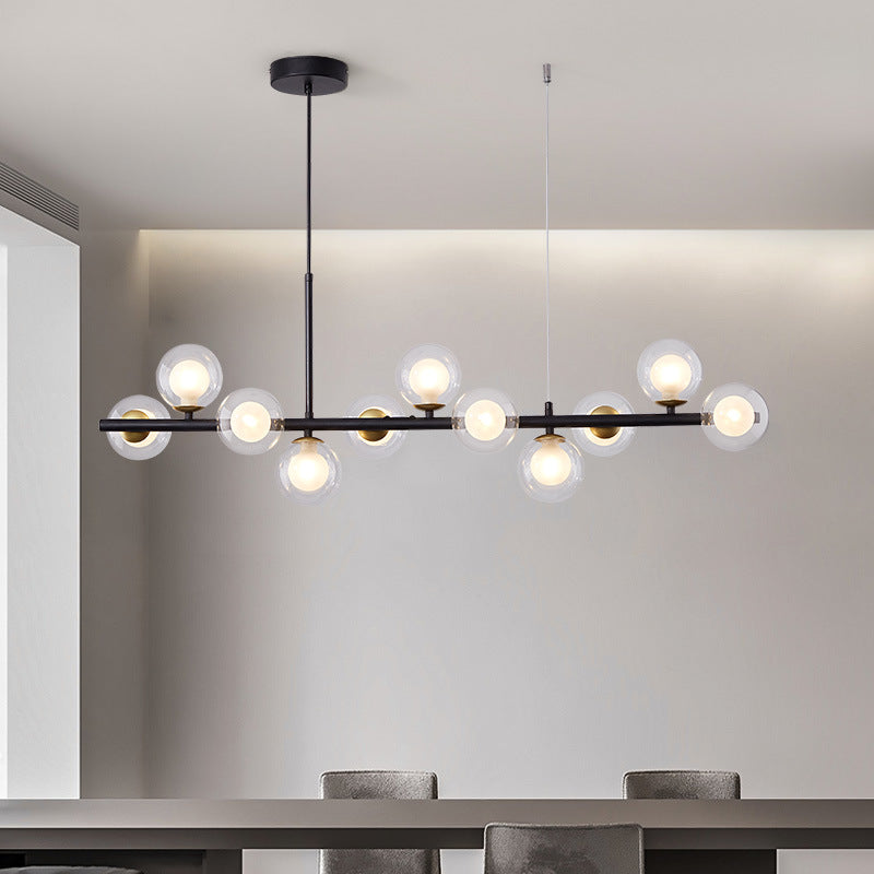 A Long Minimalist Glass Magic Bean Chandelier