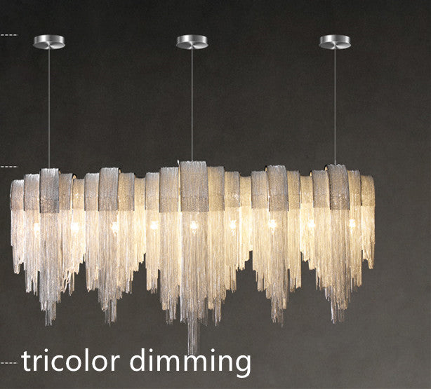 Nordic Luxury Villa Design Tassel Aluminum Chain Living Room Chandelier